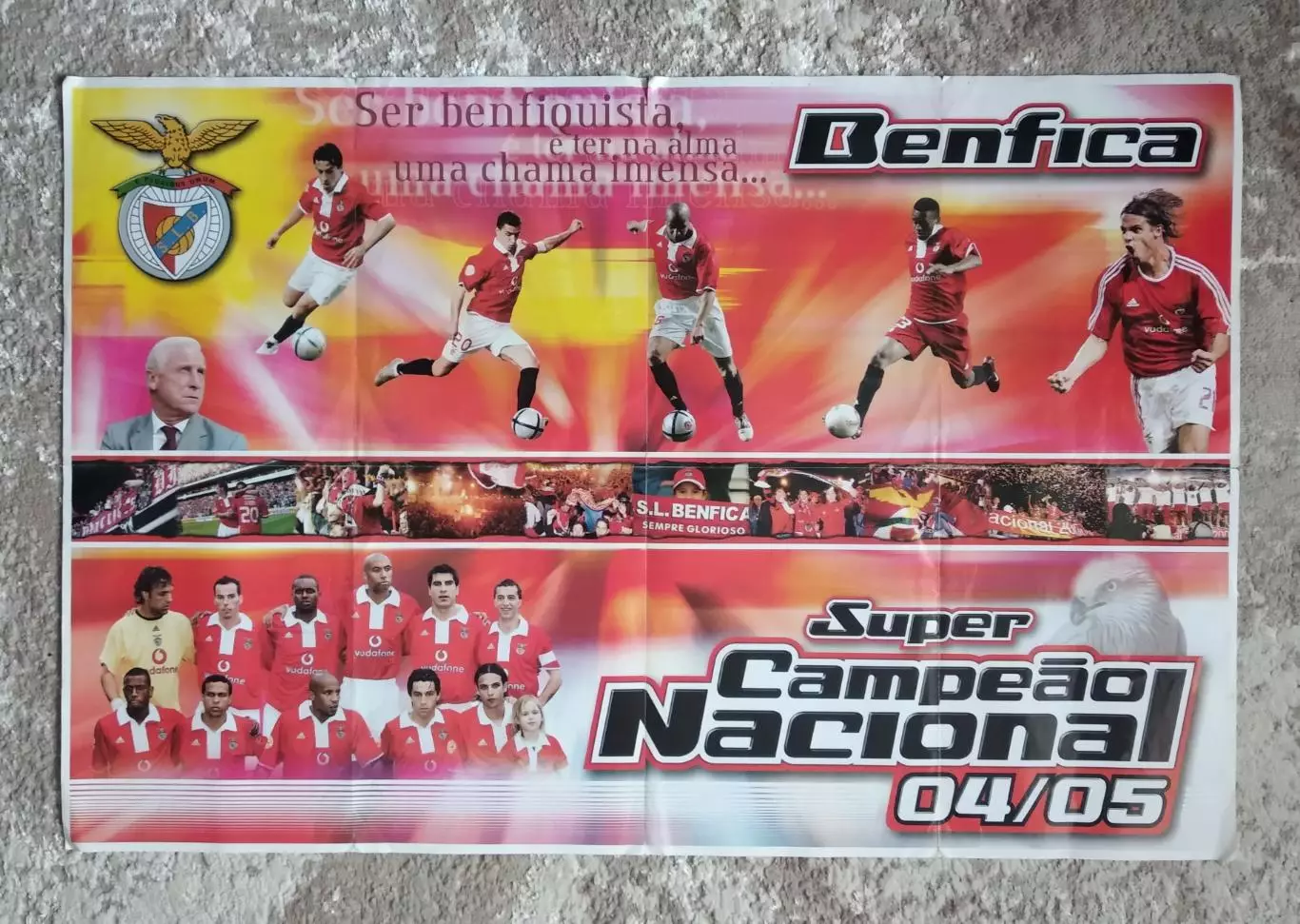 Футбол Большой плакат - Бенфика Лиссабон - Чемпион Португалии 2005 г.