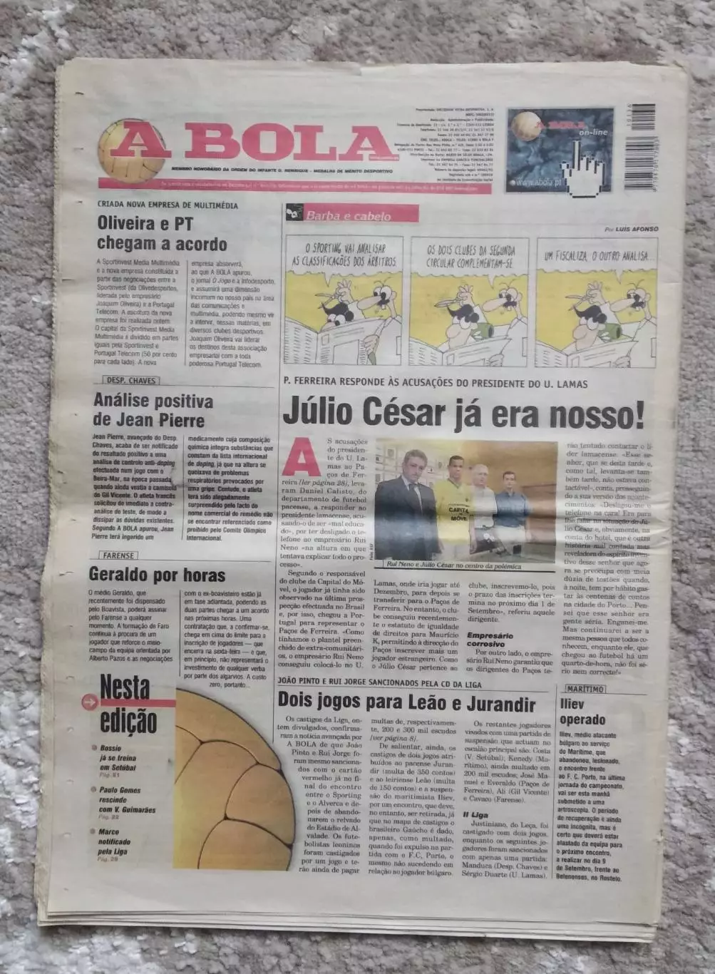 2001 Газета A BOLA (Португалия) 1