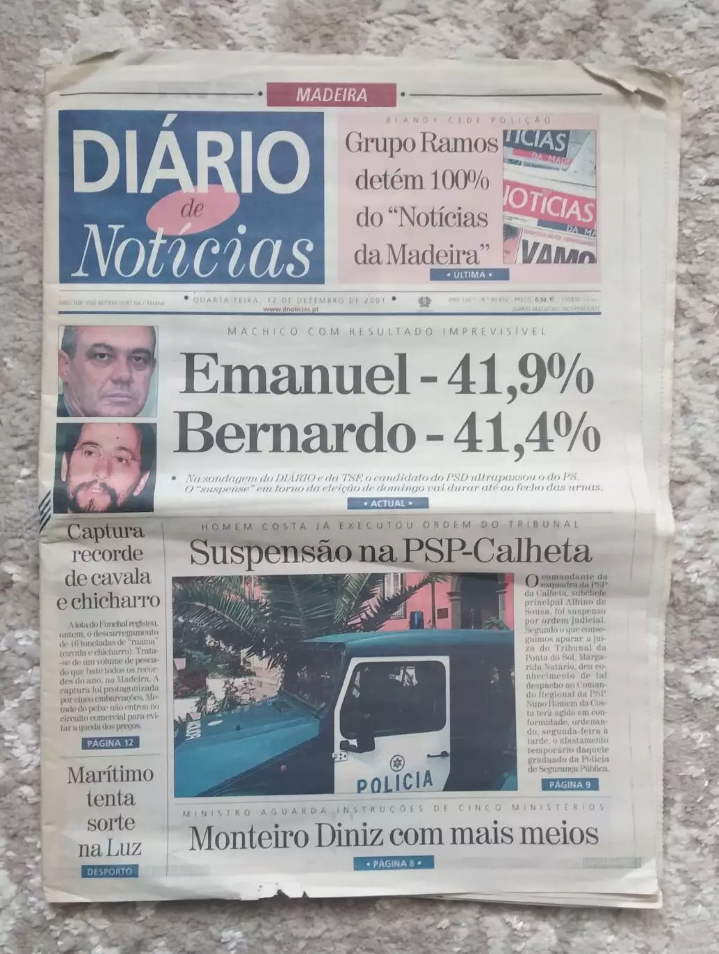 Португалия газета Diario de Noticias Мадейра с приложением Спорт