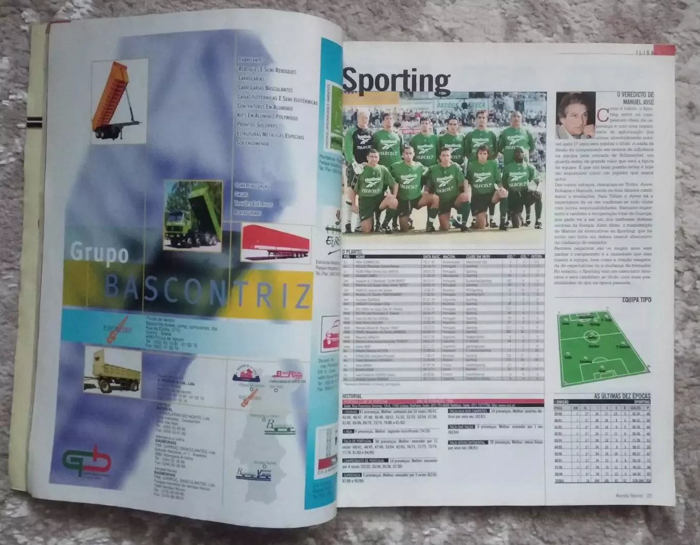 Справочник Журнал Чемпионат Португалии по футболу сезон 1999-2000 все Лиги Recor 5