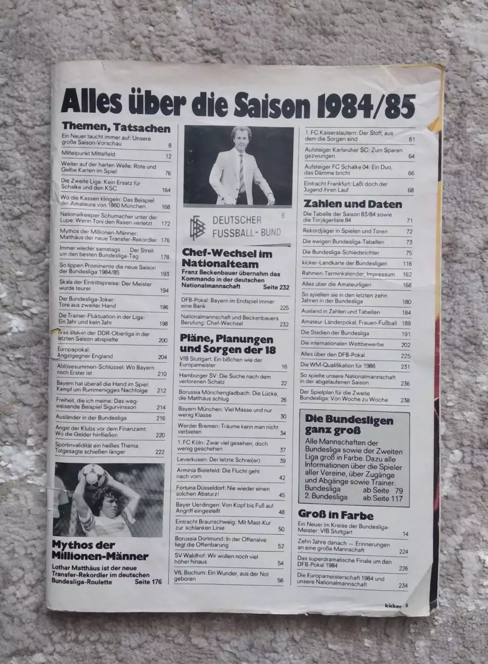 Справочник Kicker (спецвыпуск) Бундеслига сезон 1984-1985 Германия