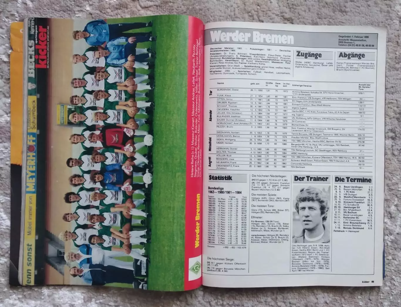 Справочник Kicker (спецвыпуск) Бундеслига сезон 1984-1985 Германия 3