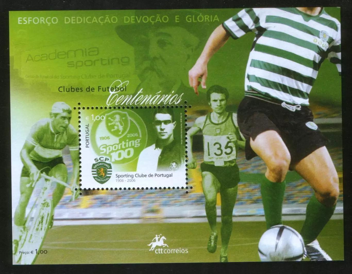 2006 Португалия 100 лет спортивному клубу Спортинг, футбол; блок