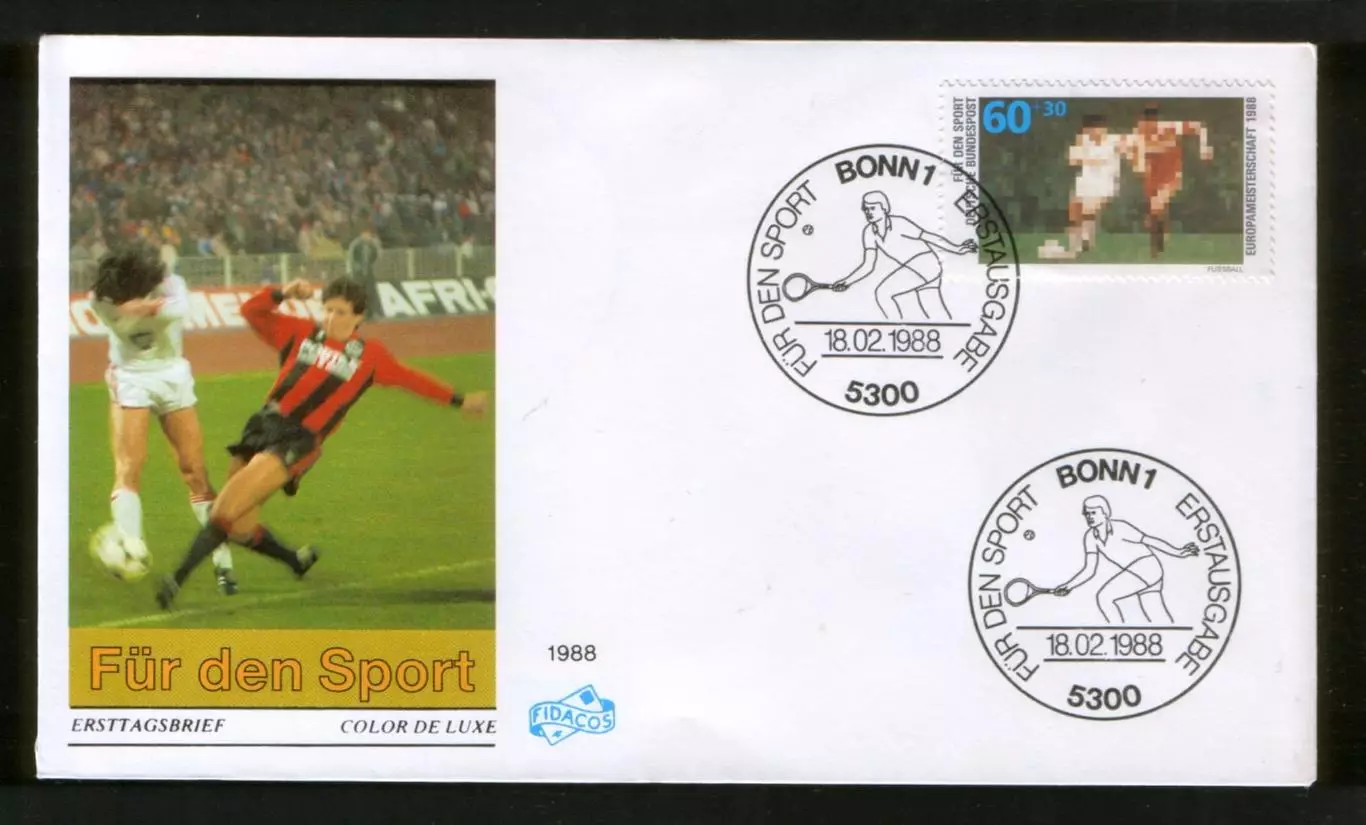 1988 Германия конверт Футбол, марка - голограмма Чемпионат Европы-88