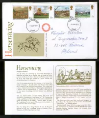 1976 Великобритания КПД конверт Конные скачки; спорт, фауна, лошади