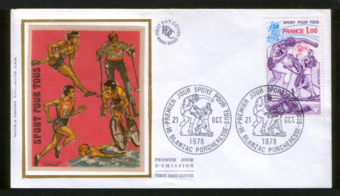 1978 Франция КПД конверт (шелкография) Легкая атлетика