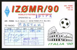 Италия 1990 карточка Чемпионат мира по футболу Italia-90