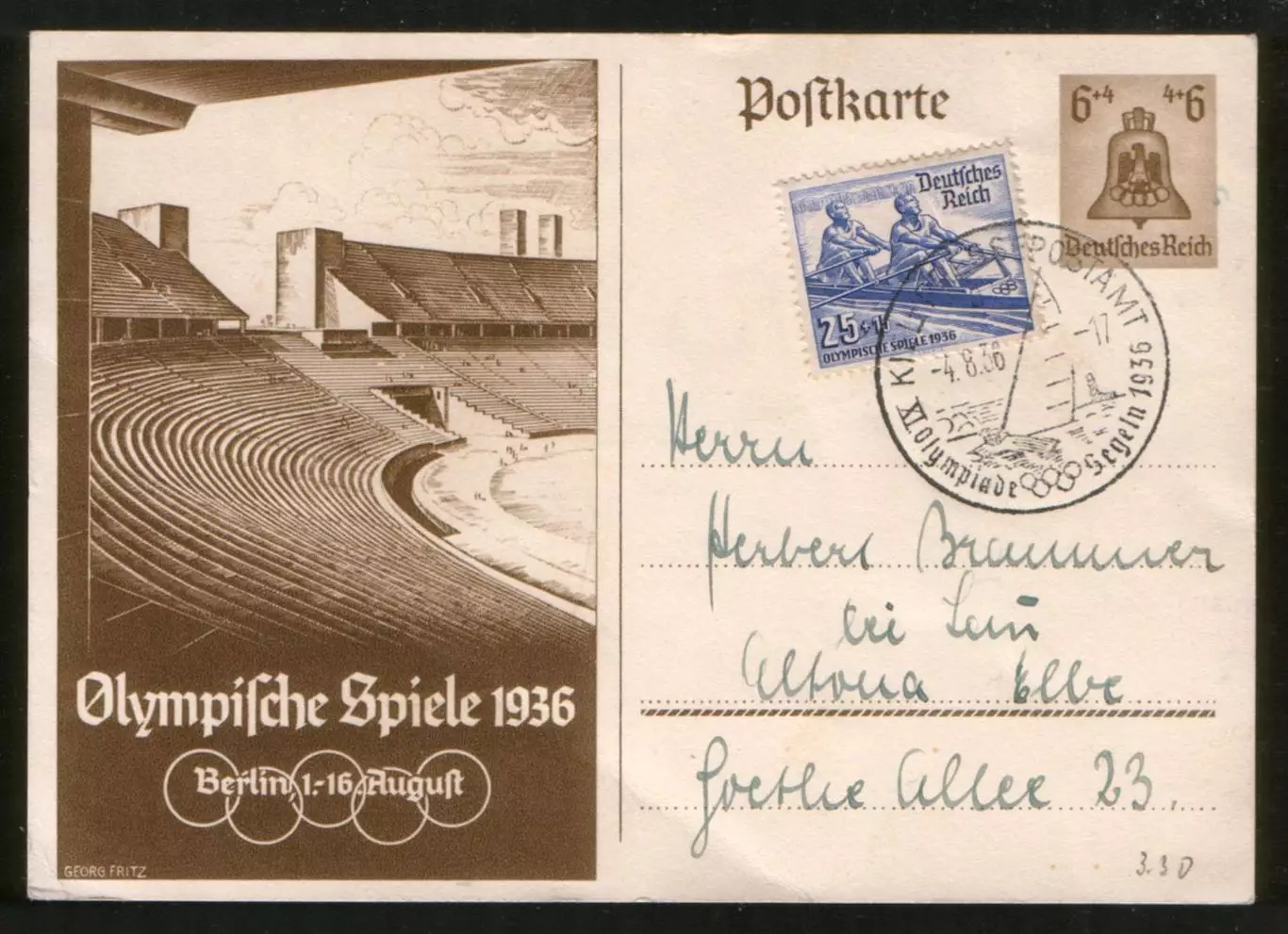 1936 Германия 3-й Рейх ПК Олимпийские игры; СГ Киль Олимпийская регата