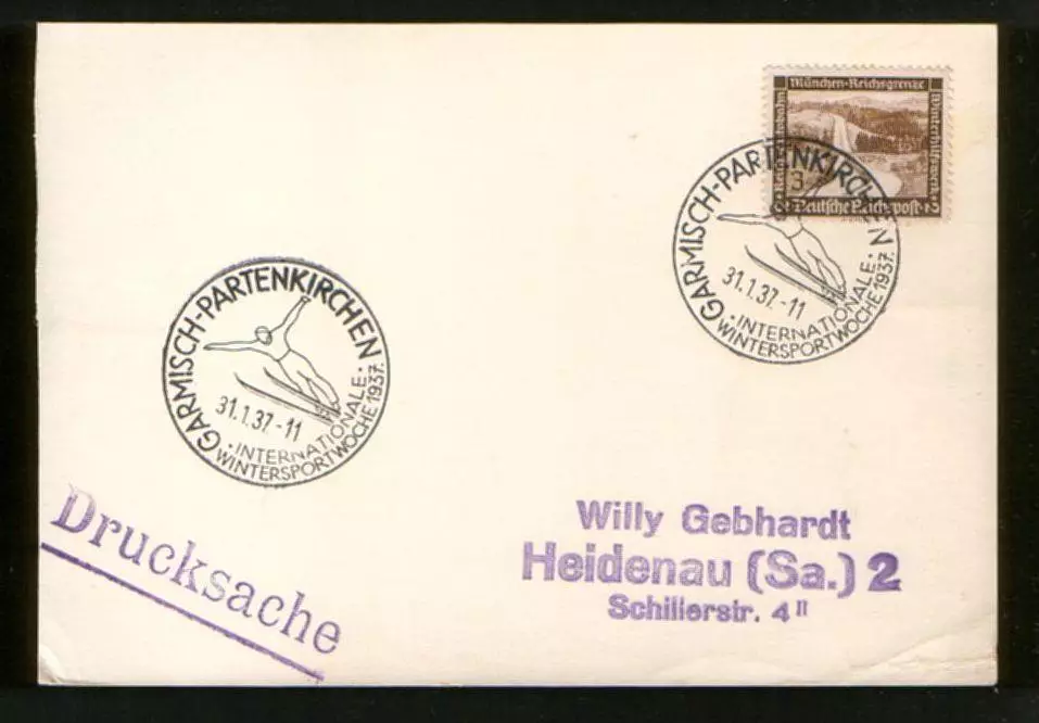 1937 Германия 3-й Рейх ПК Гармиш-Партенкирхен Международная неделя зимнего спорт