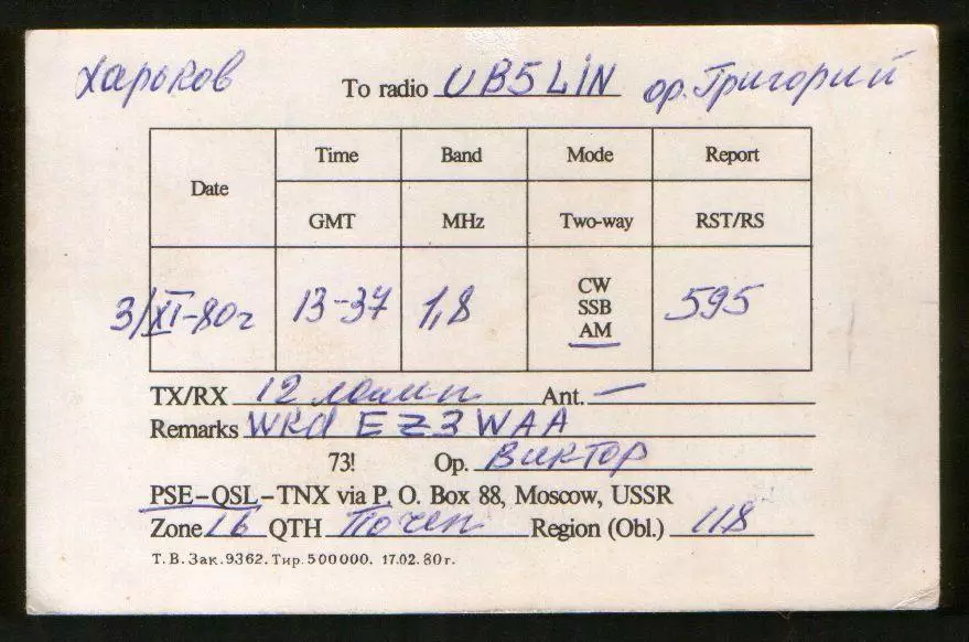 1980 ПК радиообмена Игры XXII Олимпиады Москва-80 Эстафета Олимпийского огня 1
