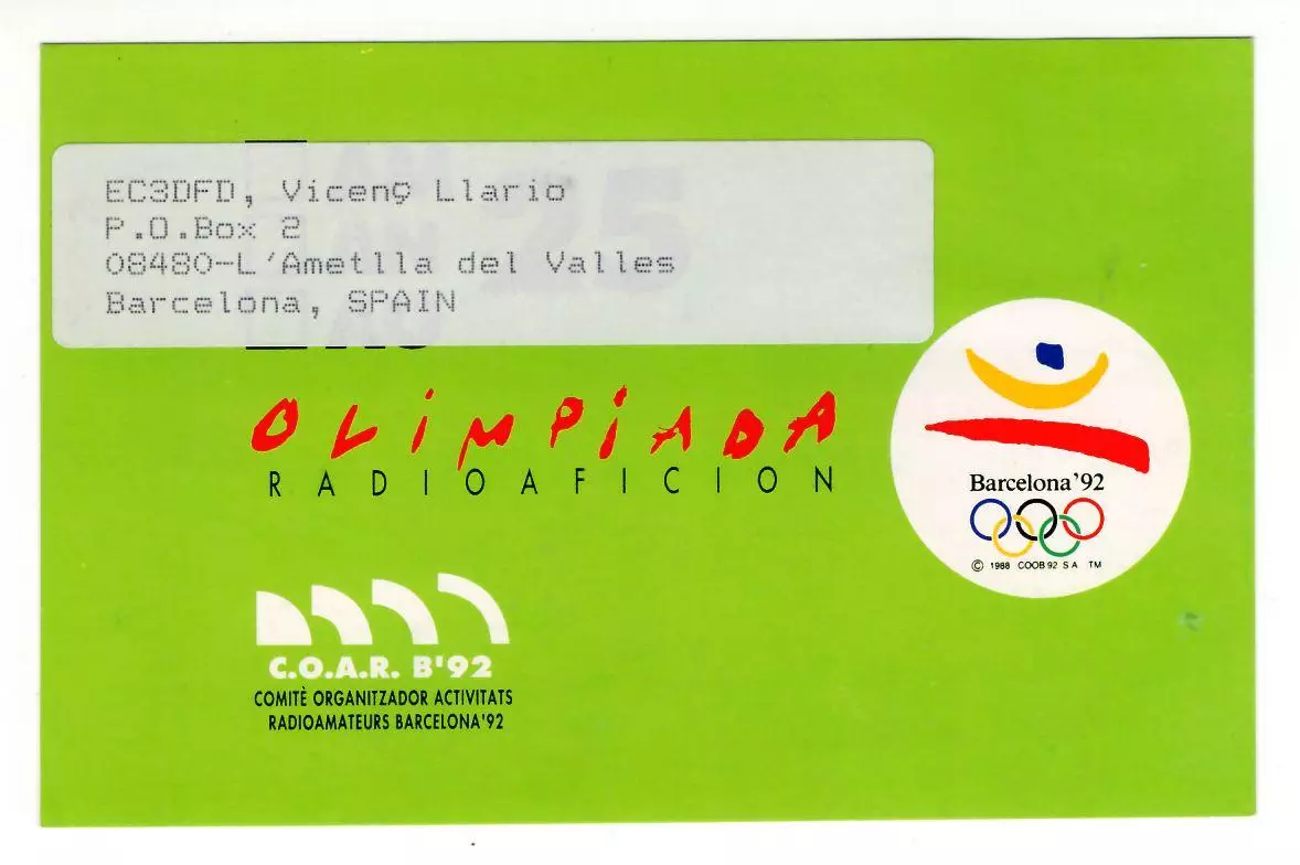 1992 Испания ПК радиообмена Олимпийские игры Барселона-92