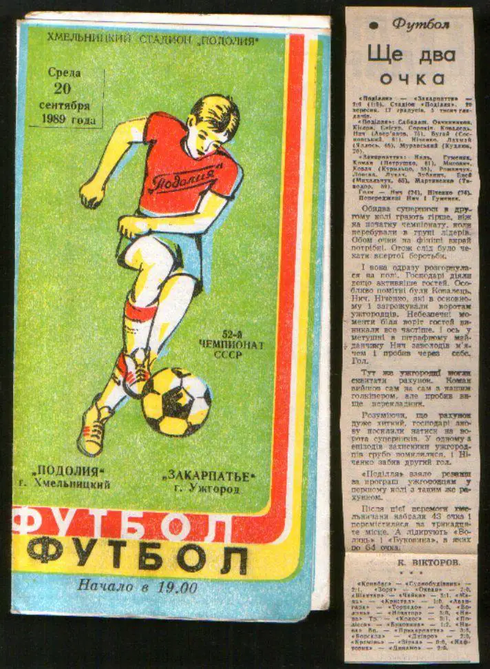 Программа Подолье Хмельницкий - Закарпатье Ужгород 1989