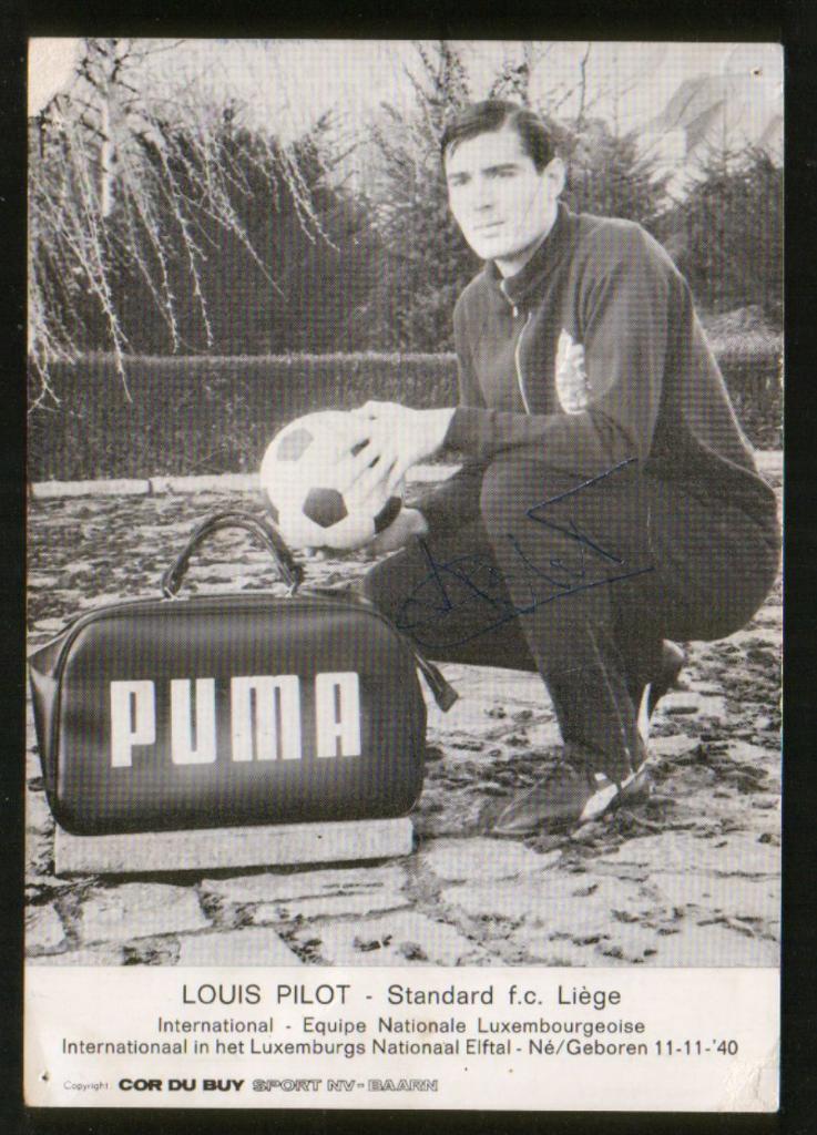 1969 Футбол Автограф Луи Пило (Стандарт Льеж, сб. Люксембурга) Louis Pilot