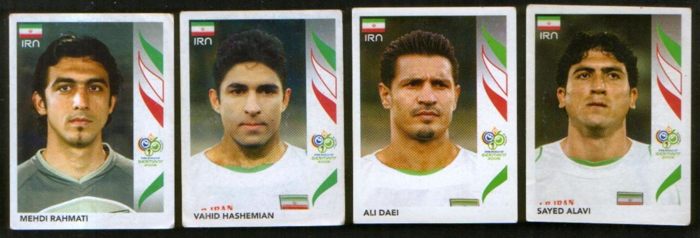 2006 Чемпионат мира. Лот 4 шт. сборная Ирана, Панини / Panini