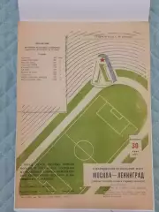 Программа с товарищеского матча по футболу, команд Ленинград - Москва 30.06.1957