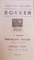 Хоккей. Турнир Ленинградская правда 04.04.1985 Финляндия-Швеция / Канада-СССР