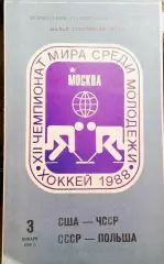 Хоккей. Чемпионат мира среди молодежных команд США-ЧССР/СССР-Польша 03.01.1988