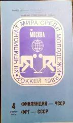 Хоккей.Чемпионат мира среди молодежных команд Финляндия-ЧССР/СССР-ФРГ 04.01.1988