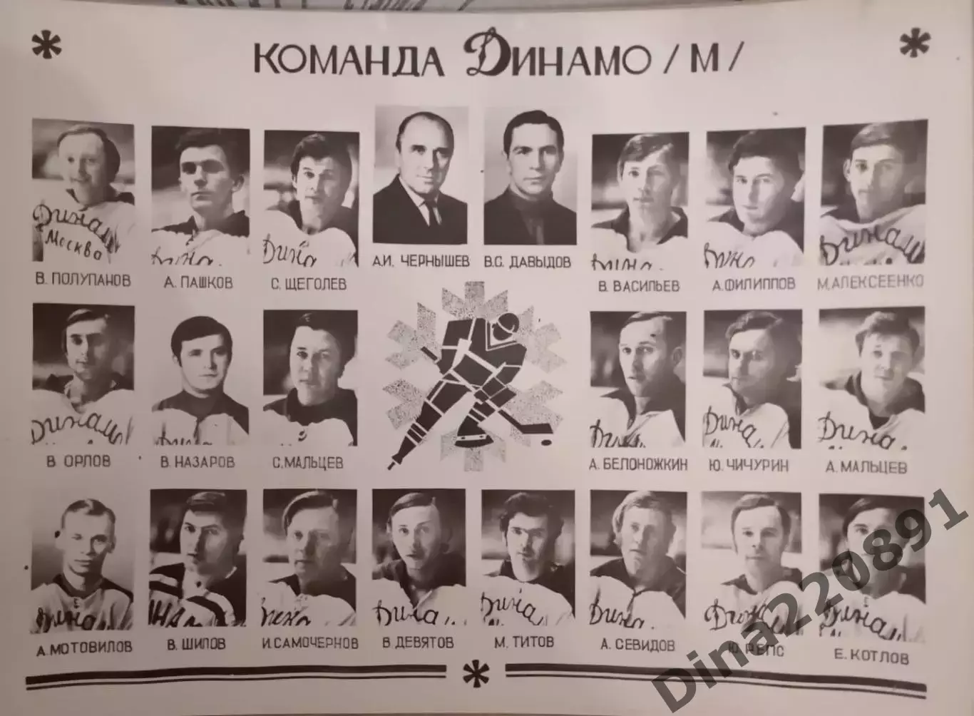 Командное фото. ХК Динамо Москва. Оригинальное фото на картоне 1973г.
