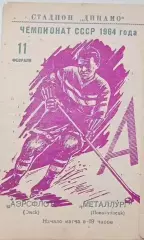 Чемпионат СССР по хоккею Аэрофлот(Омск) - Металлург (Новокузнецк) 11.02.1964г.