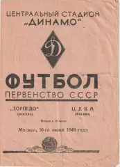 Первенство СССР по футболу Торпедо Москва - ЦДКА 16.06.1949г.