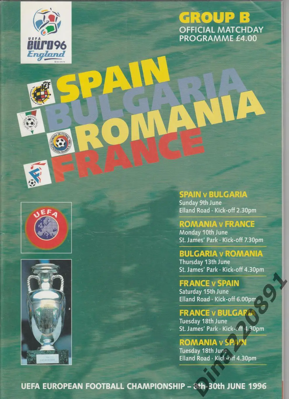 Чемпионат Европы Англия 1996 Испания Болгария Румыния Франция Группа В