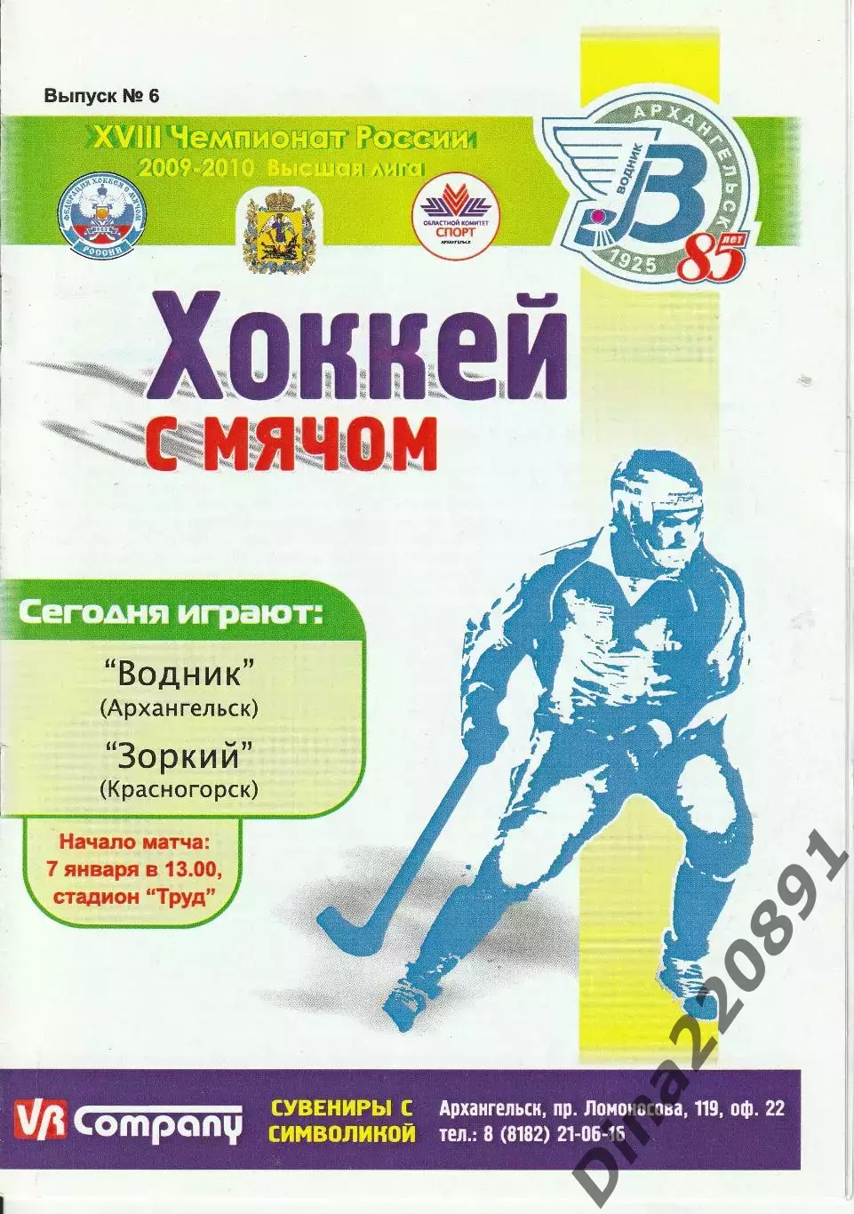 Хоккей с мячом Водник (Архангельск) - Зоркий (Красногорск) 7.01.2010