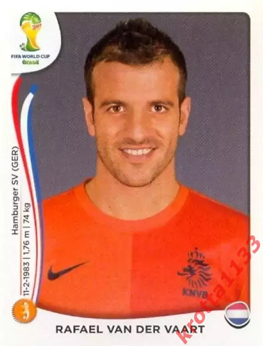 Наклейка #138 Rafael van der Vaart для альбома PANINI Чемпионат Мира 2014
