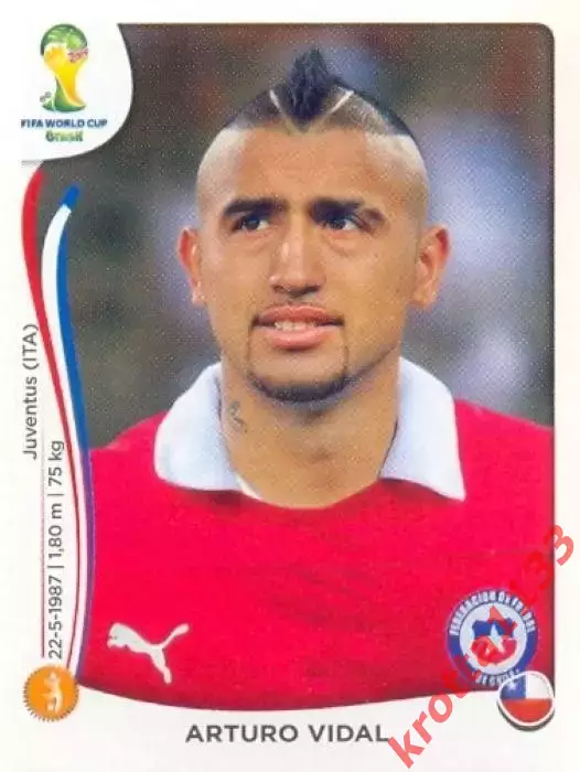 Наклейка #159 Arturo Vidal для альбома PANINI Чемпионат Мира 2014
