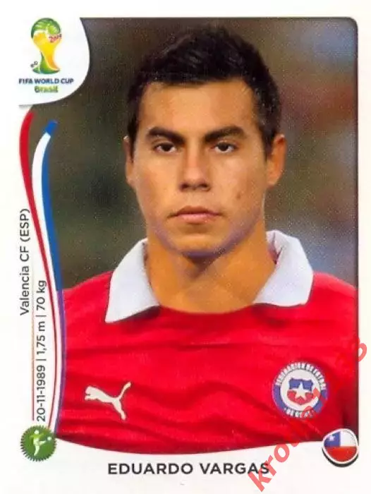 Наклейка #163 Eduardo Vargas для альбома PANINI Чемпионат Мира 2014