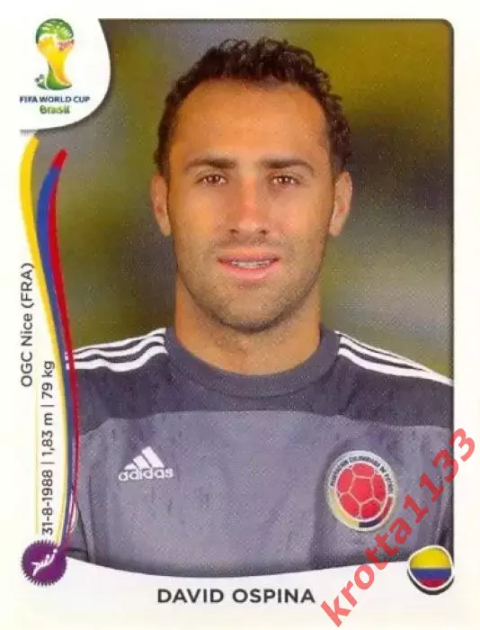 Наклейка #186 David Ospina для альбома PANINI Чемпионат Мира 2014