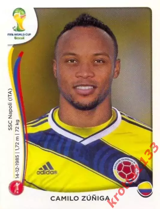 Наклейка #191 Camilo Zuniga для альбома PANINI Чемпионат Мира 2014