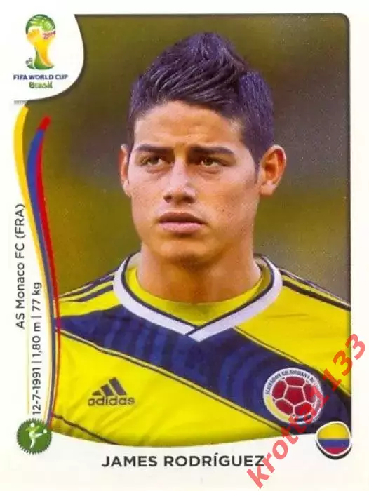 Наклейка #199 James Rodriguez для альбома PANINI Чемпионат Мира 2014