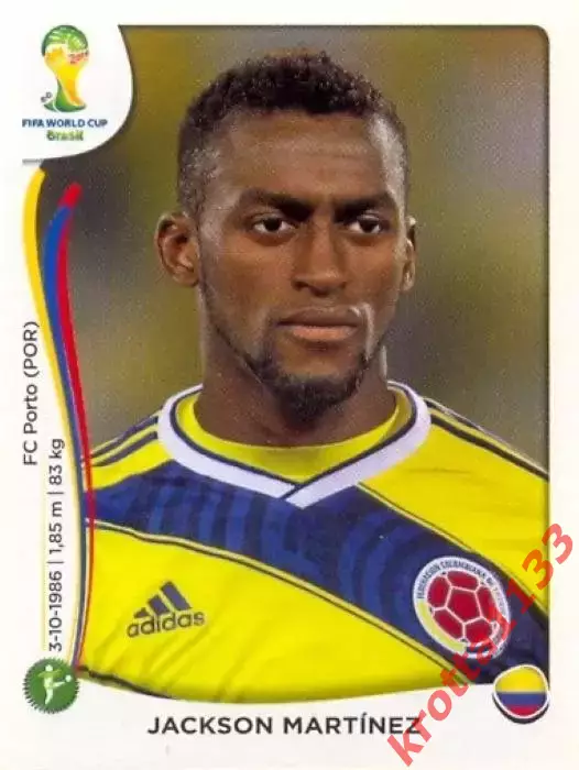 Наклейка #201 Jackson Martinez для альбома PANINI Чемпионат Мира 2014