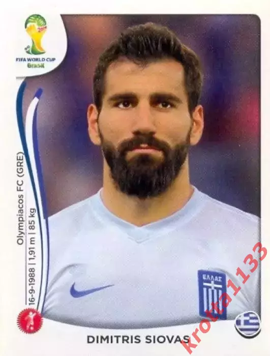 Наклейка #209 Dimitris Siovas для альбома PANINI Чемпионат Мира 2014