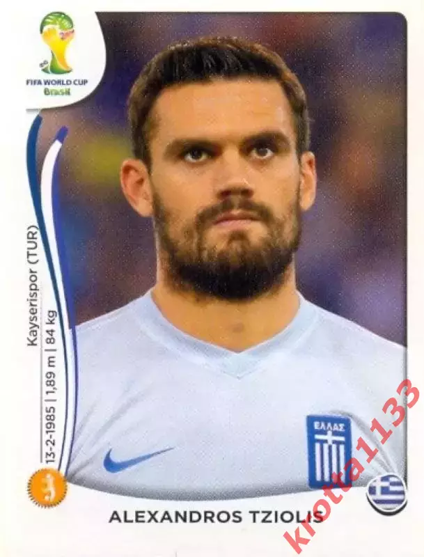 Наклейка #215 Alexandros Tziolis для альбома PANINI Чемпионат Мира 2014