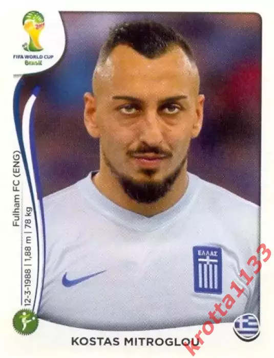 Наклейка #221 Kostas Mitroglou для альбома PANINI Чемпионат Мира 2014