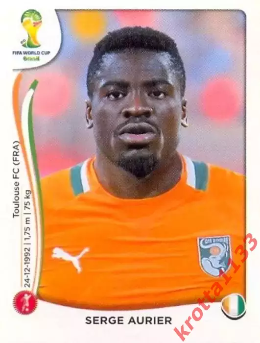 Наклейка #226 Serge Aurier для альбома PANINI Чемпионат Мира 2014