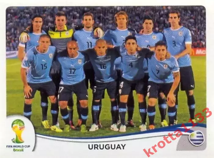 Наклейка #261 Uruguay - Team для альбома PANINI Чемпионат Мира 2014