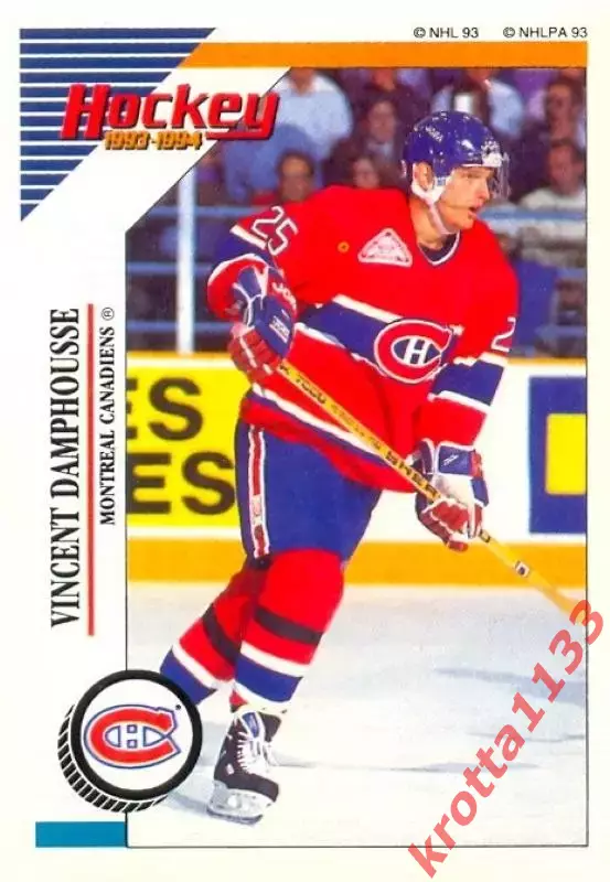 Наклейка #13 Vincent Damphousse Montreal Canadiens для альбома PANINI NHL 93-94