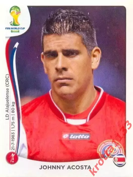 Наклейка #285 Johnny Acosta для альбома PANINI Чемпионат Мира 2014