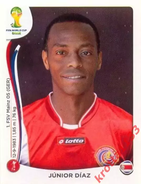 Наклейка #286 Junior Diaz для альбома PANINI Чемпионат Мира 2014