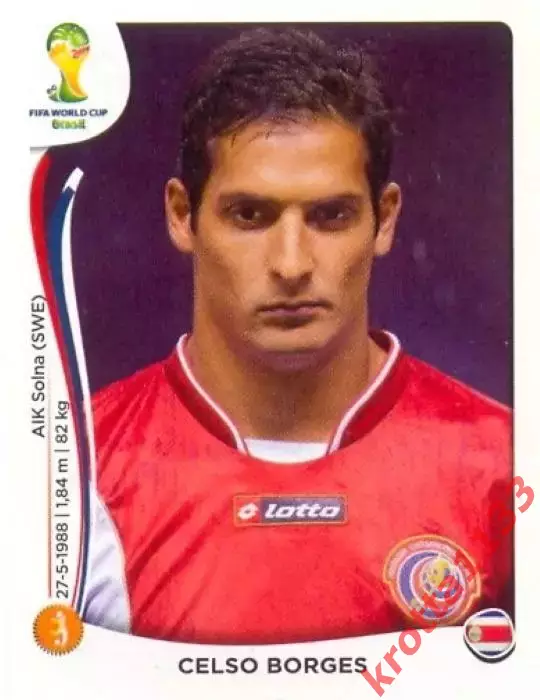 Наклейка #291 Celso Borges для альбома PANINI Чемпионат Мира 2014