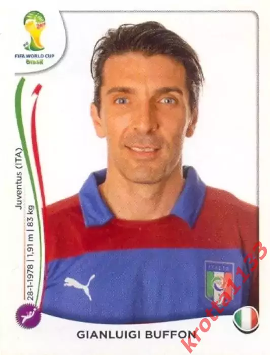 Наклейка #319 Gianluigi Buffon для альбома PANINI Чемпионат Мира 2014