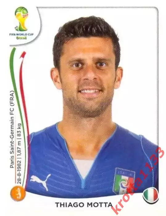 Наклейка #325 Thiago Motta для альбома PANINI Чемпионат Мира 2014
