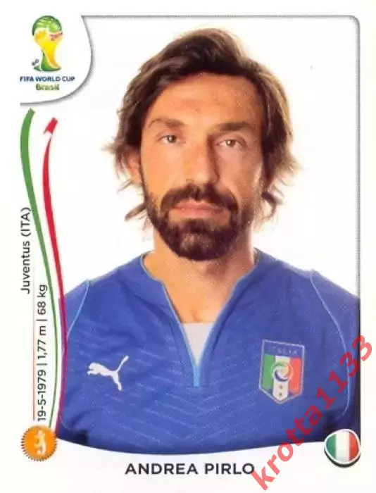 Наклейка #327 Andrea Pirlo для альбома PANINI Чемпионат Мира 2014