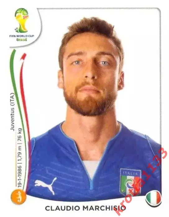 Наклейка #329 Claudio Marchisio для альбома PANINI Чемпионат Мира 2014