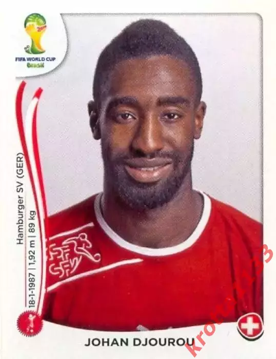 Наклейка #344 Johan Djourou для альбома PANINI Чемпионат Мира 2014