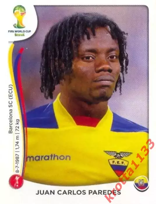 Наклейка #362 Juan Carlos Paredes для альбома PANINI Чемпионат Мира 2014