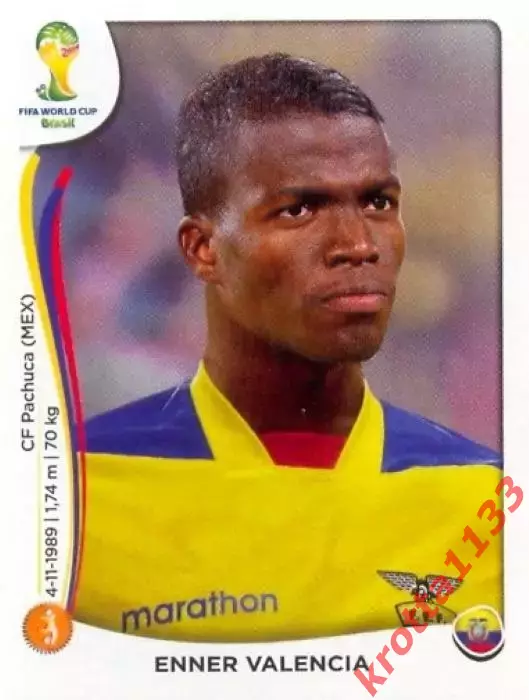 Наклейка #364 Enner Valencia для альбома PANINI Чемпионат Мира 2014